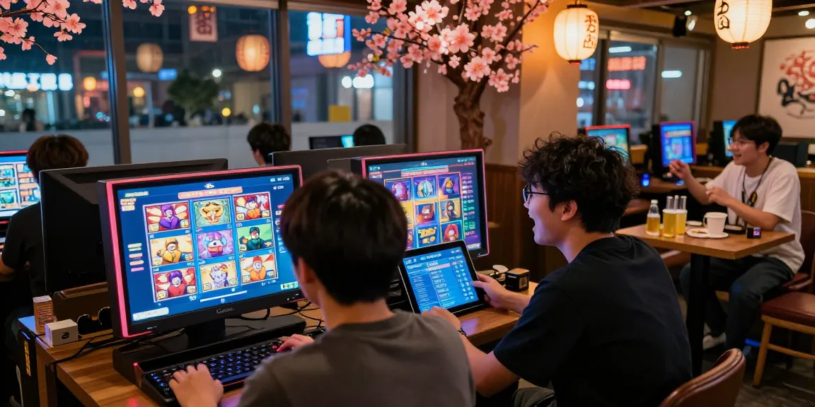 Players enjoying a thrilling session of Jepang slot games in a vibrant gaming lounge