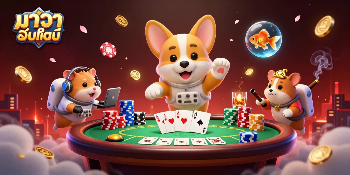 Engage in บาคาร่าออนไลน์ excitement with a charming astronaut corgi in a vibrant casino scene.