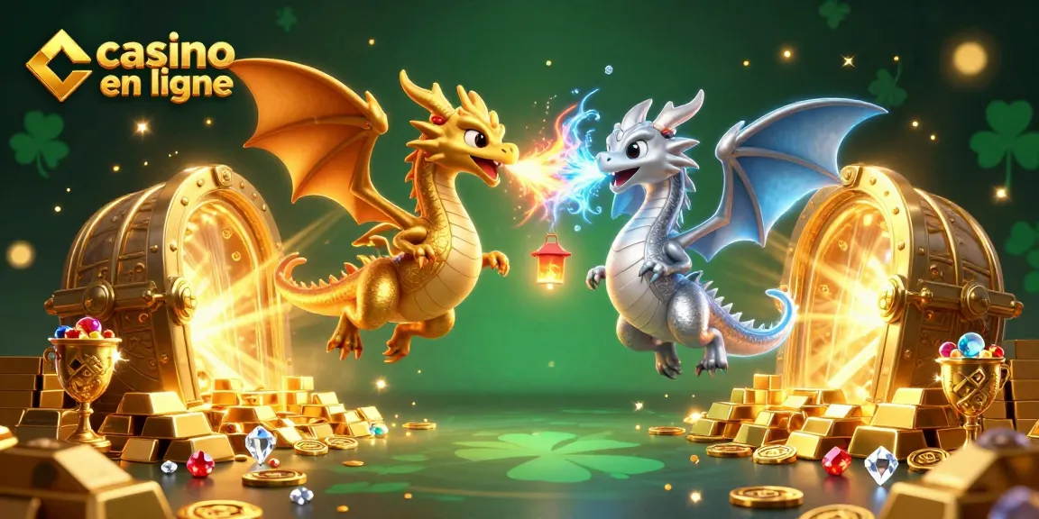 Les dragons de casino en ligne s'affrontent avec un souffle de feu et de glace, illuminant des richesses.