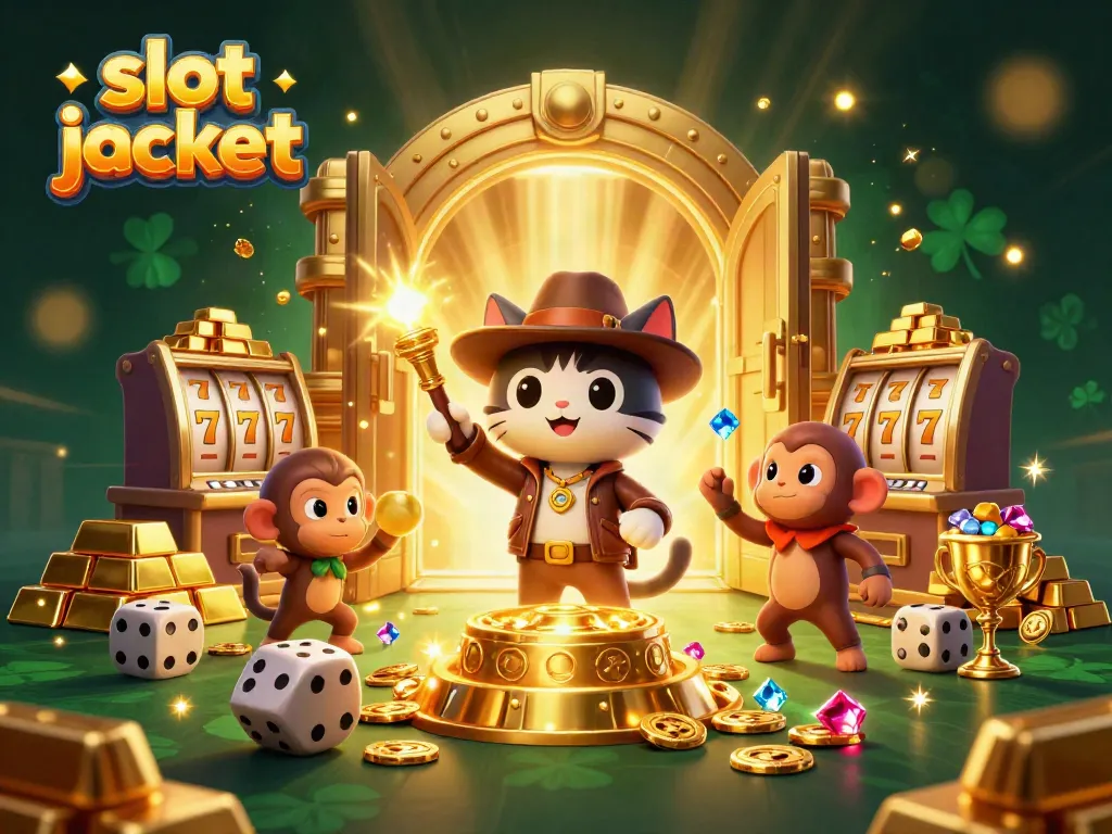 Exploring the slot jackpot scene, a cat archaeologist and monkey discover treasures.