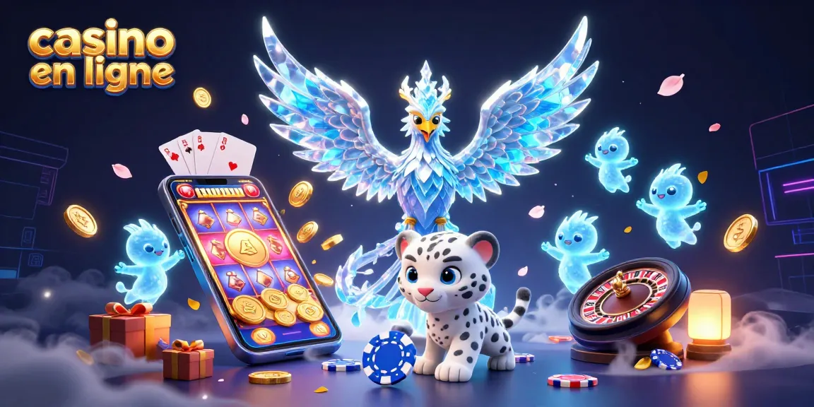 Gagnez avec le casino en ligne, découvrez une scène animée avec un phoenix de glace et un tigre des neiges.