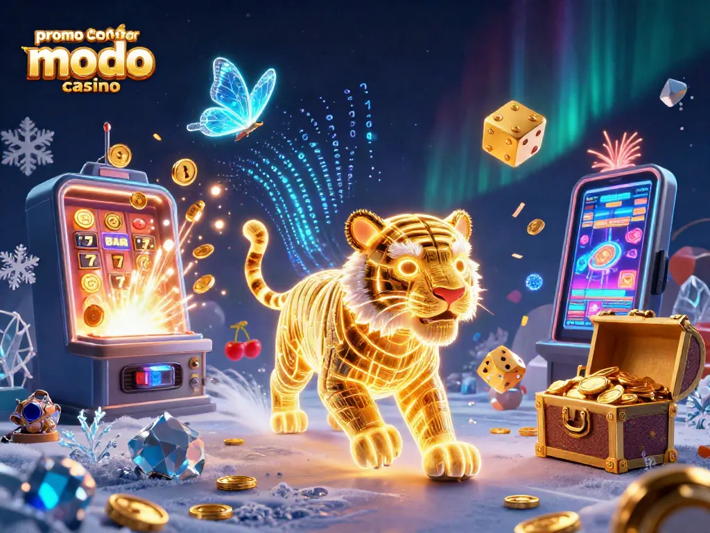 Experience thrilling gameplay with promo code for modo casino, featuring jackpot symbols and vibrant casino elements.