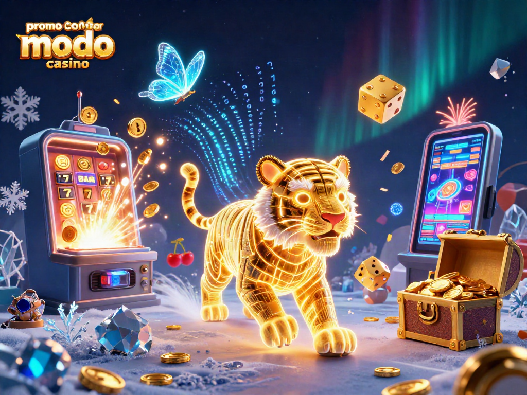 Experience thrilling gameplay with promo code for modo casino, featuring jackpot symbols and vibrant casino elements.