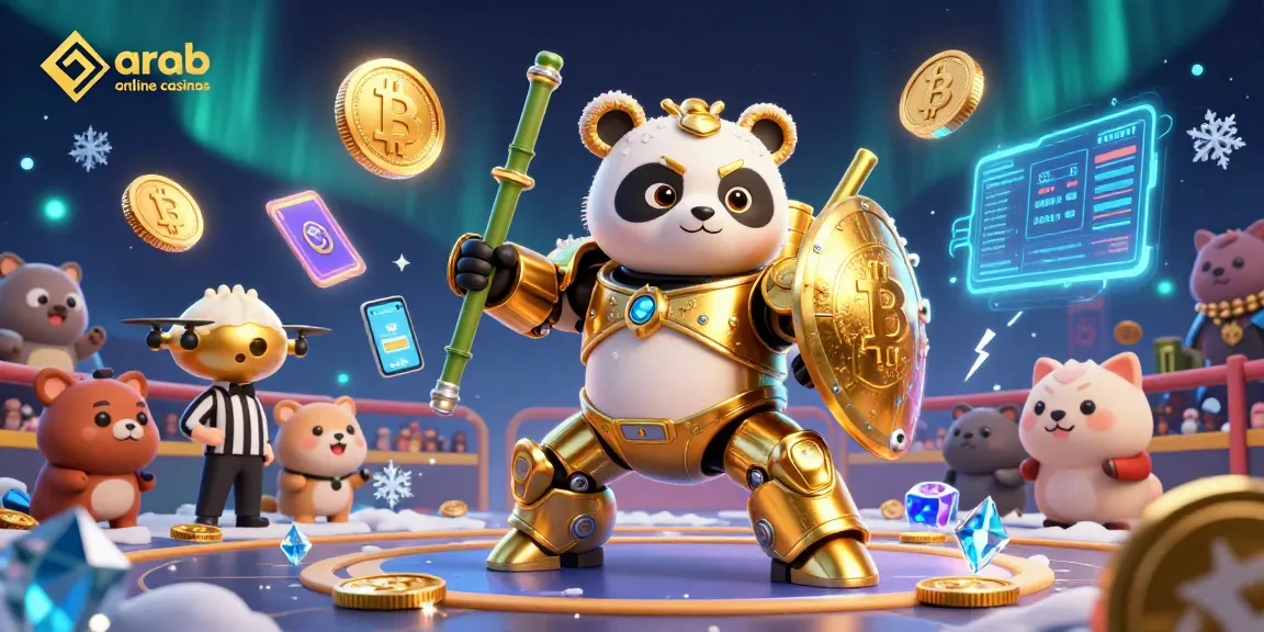 Betting at arab online casinos with gold panda pilots a robot while showcasing crypto elements