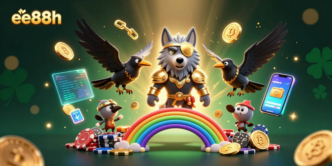 Engage in thrilling online gaming at ee88h with Odin and mystical ravens amidst a vibrant casino scene.