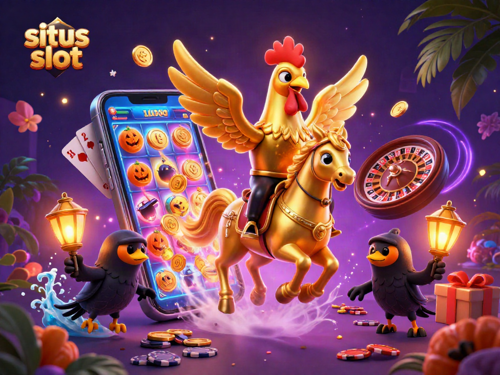 Situs slot invites players to spin colorful reels amidst a magical casino scene.