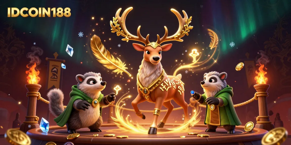IDCOIN188 reveals a vibrant 3D illustration of a mystical casino scene with characters and dynamic betting effects.