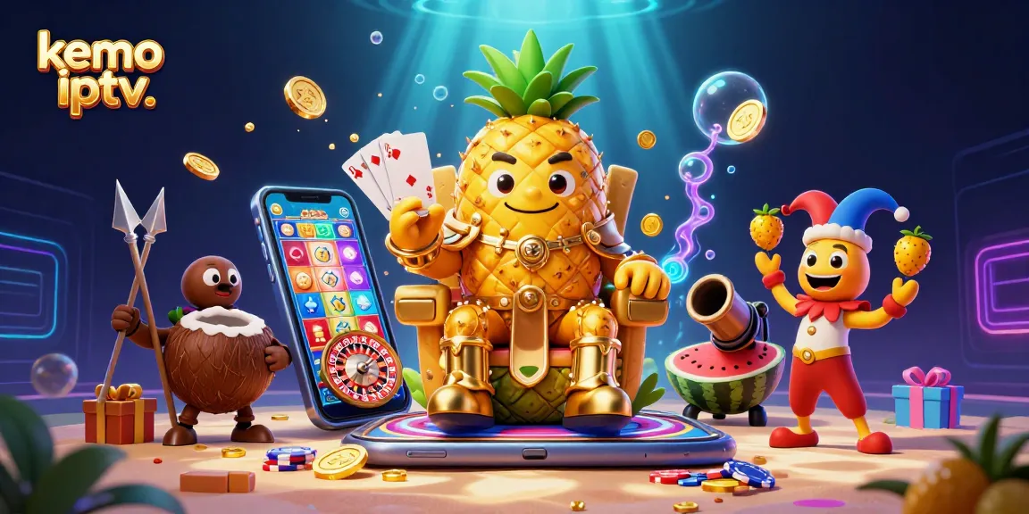 Stream breathtaking entertainment with kemo iptv. Immersive casino-themed illustration full of vibrant elements.