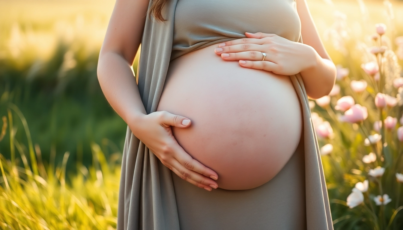 Pregnant woman enjoying maternity photos London Ontario in a scenic outdoor setting.