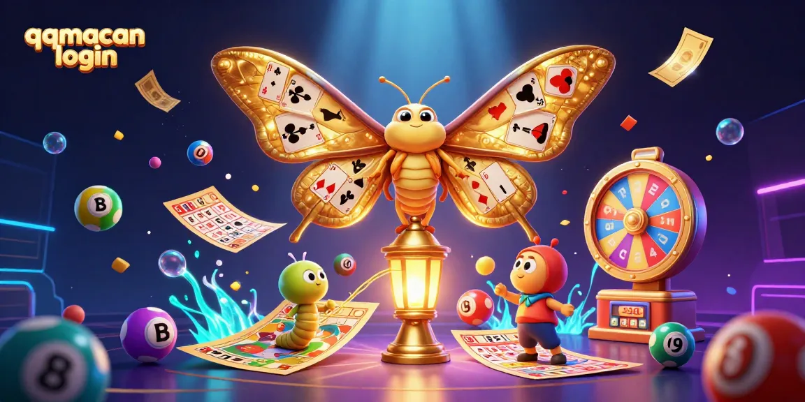 Engage with the vibrant gameplay in this qqmacan login 3D illustration featuring casino-themed elements.