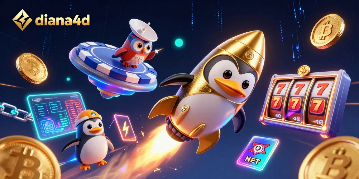 Engage in thrilling gaming action with diana4d's golden penguin racing to a jackpot.