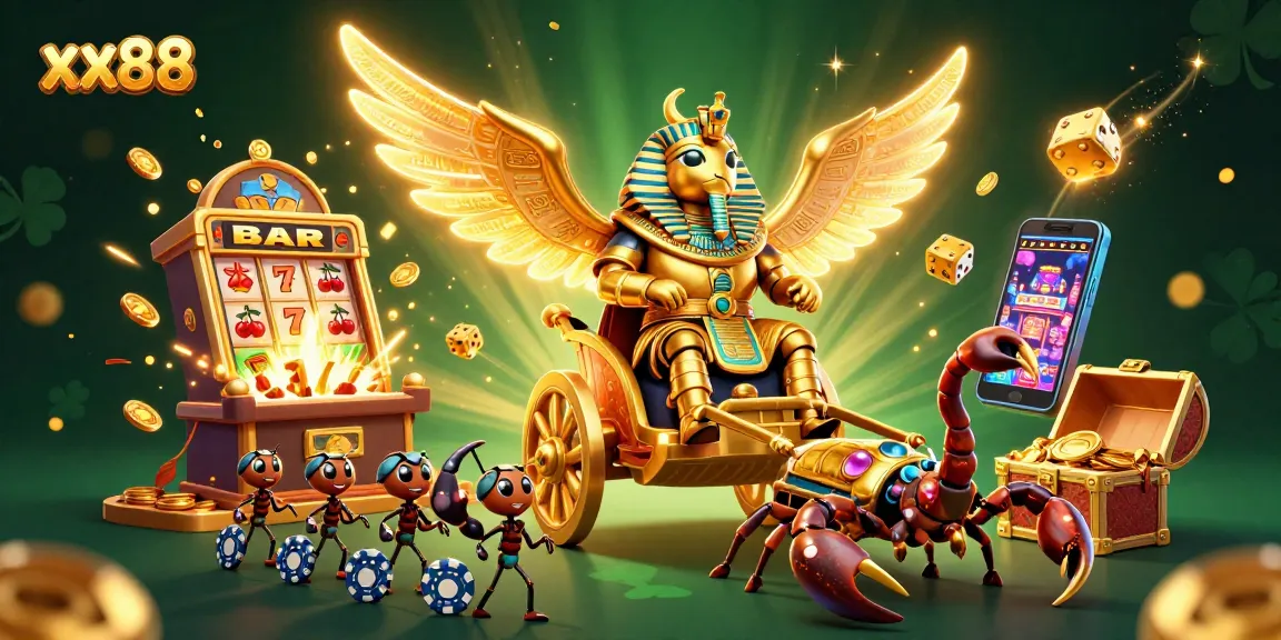 Experience the thrill of xx88 casino with a dazzling 3D illustration of jackpots, gaming action, and vibrant visuals.