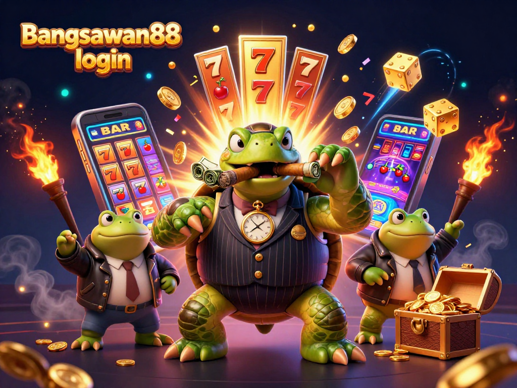 Experience the excitement of bangsawan88 login with a lively casino scene bursting with colorful symbols.