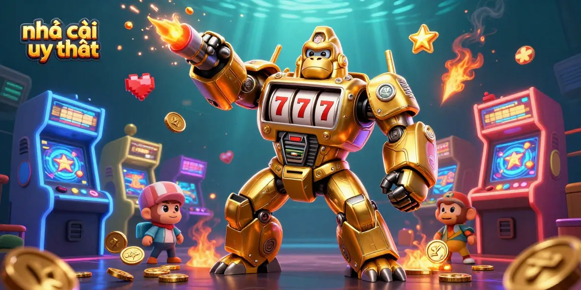 Experience excitement at nhà cái uy tín with colorful game machines and dynamic action in a vibrant casino scene.
