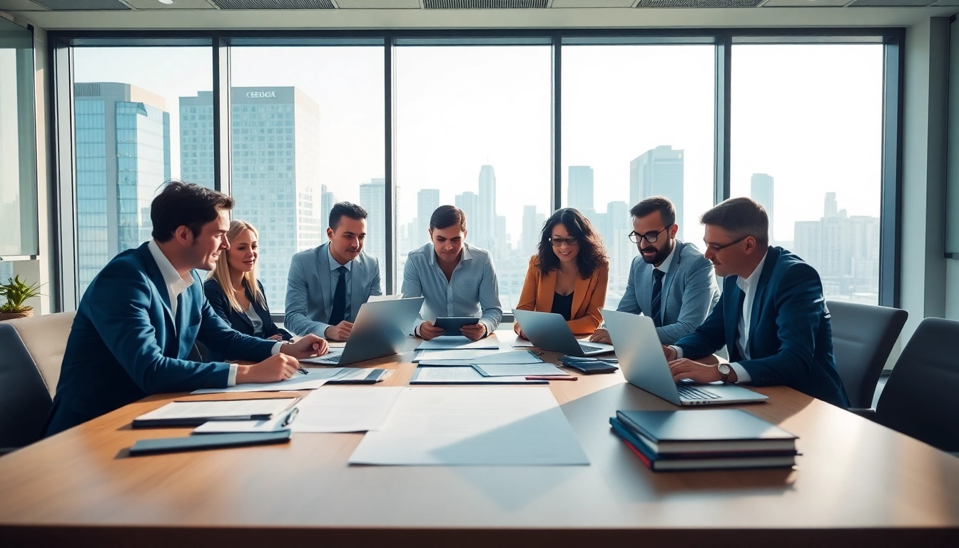 Multi-state title and escrow services showcased with a professional team collaborating in a modern office.