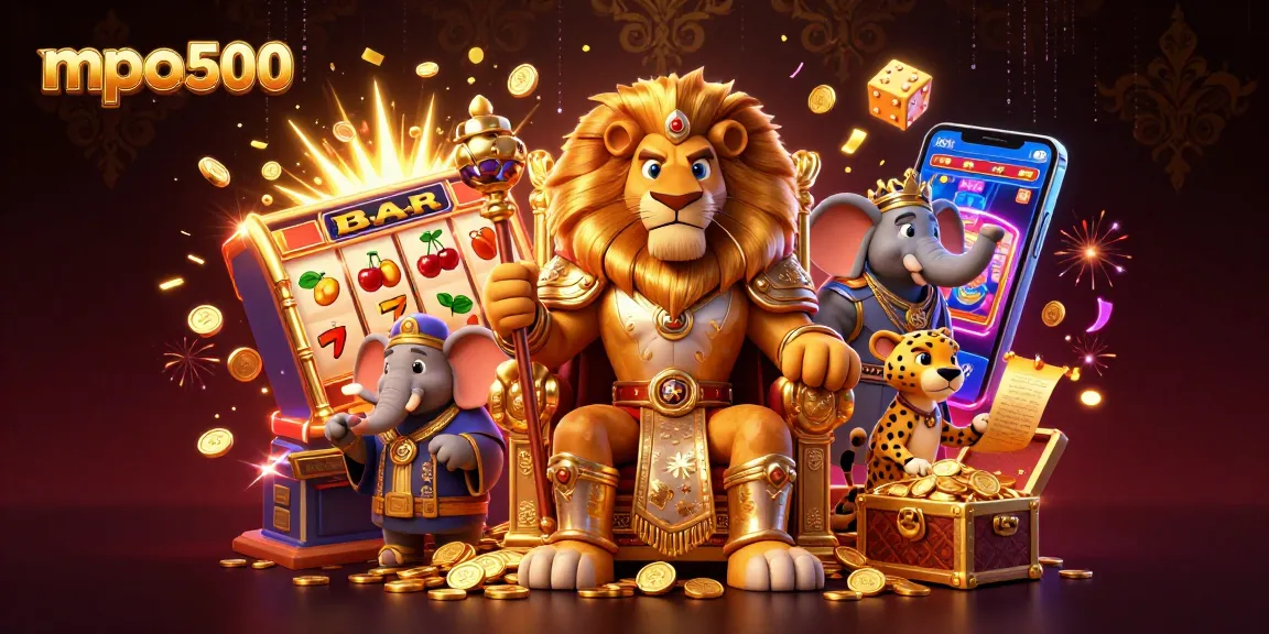 Experience thrilling gameplay with mpo500's dynamic casino scene featuring majestic characters and exciting game elements.
