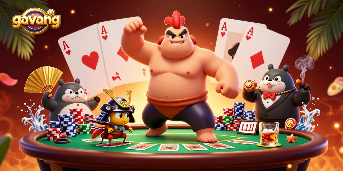 Experience the thrill of poker with gavang's colorful scene featuring intense gameplay and vibrant characters.