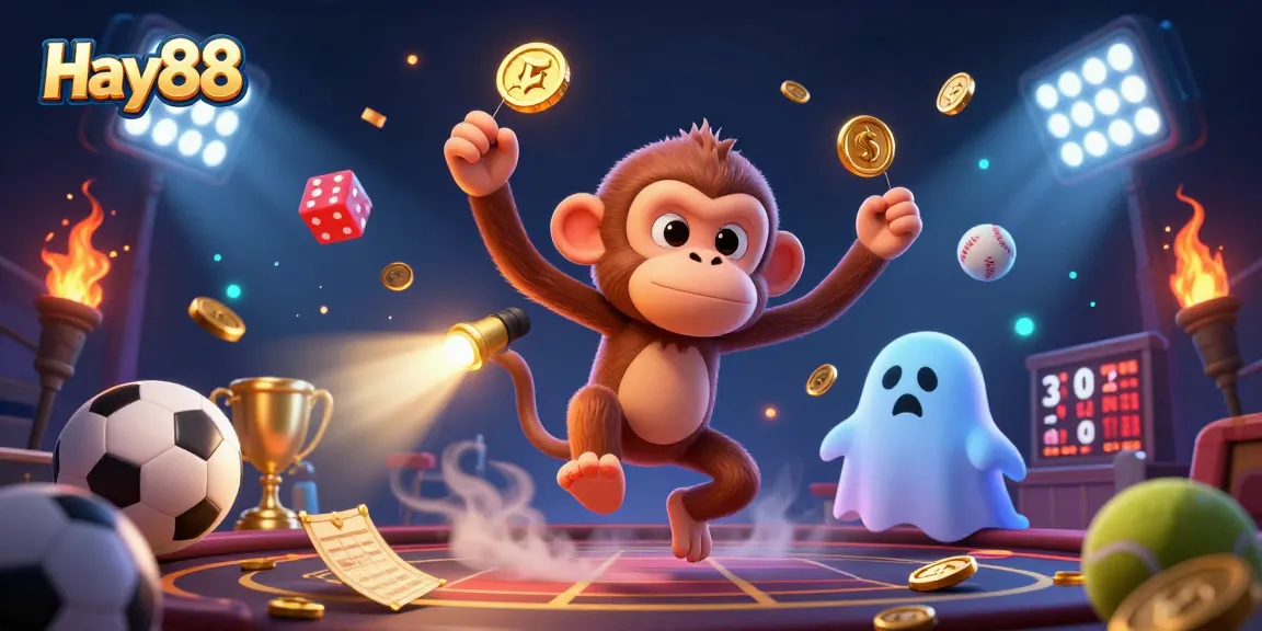 Experience thrilling gaming action at Hay88 with hidden treasures and playful spirits in a haunted casino.
