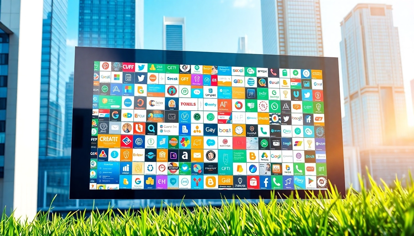 Visual representation of the million dollar homepage with vibrant advertisements and a modern city backdrop.