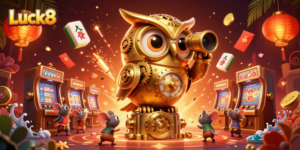 Experience the thrilling Luck8 casino action with a vibrant 3D illustration showcasing lively casino elements.