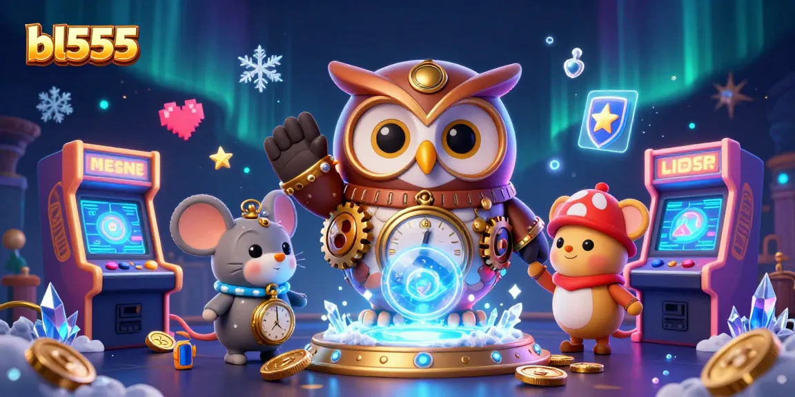 Engage in thrilling gameplay at bl555 with a vibrant casino scene featuring playful characters and game elements.