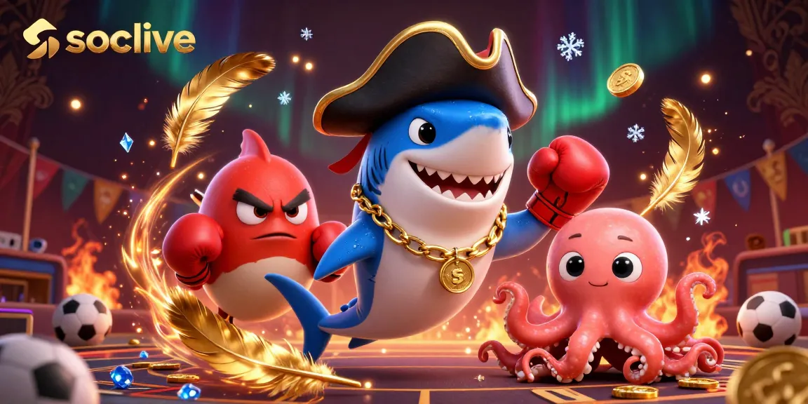 Engage with Socolive as the cool pirate shark and friends bet on sports with excitement.