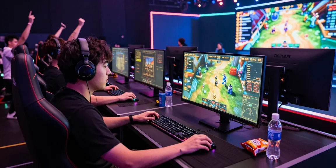 Gamer focused on slot qris 5k in esports arena during tournament