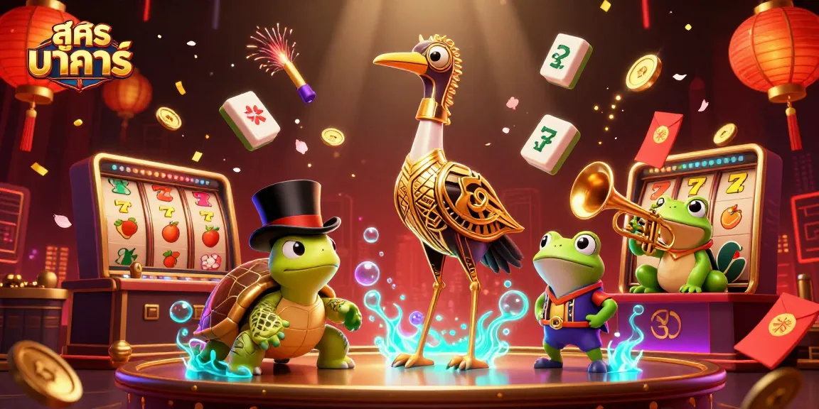 Experience winning strategies with สูตร บา ค่า ร่า in a vibrant 3D casino illustration featuring dynamic game elements.