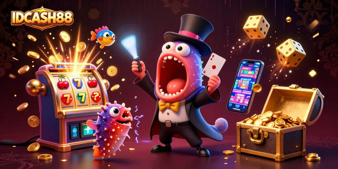 Experience dynamic casino magic with IDCASH88's engaging 3D illustration of lively characters.