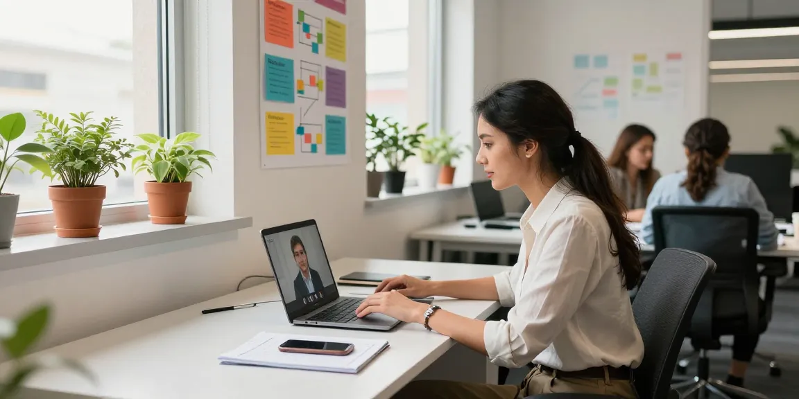 Team collaboration in a modern office setting, read more here for insights on workplace productivity.