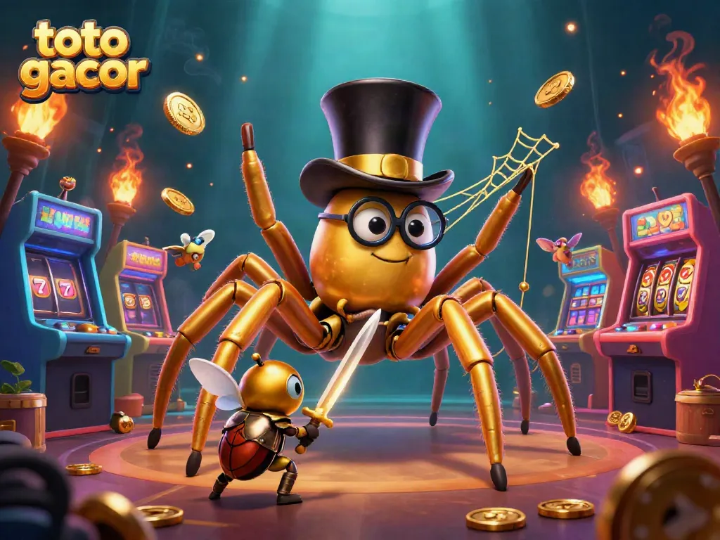 Engage with the thrilling essence of toto gacor as vibrant characters intertwine in a dynamic casino scene filled with lively game elements.