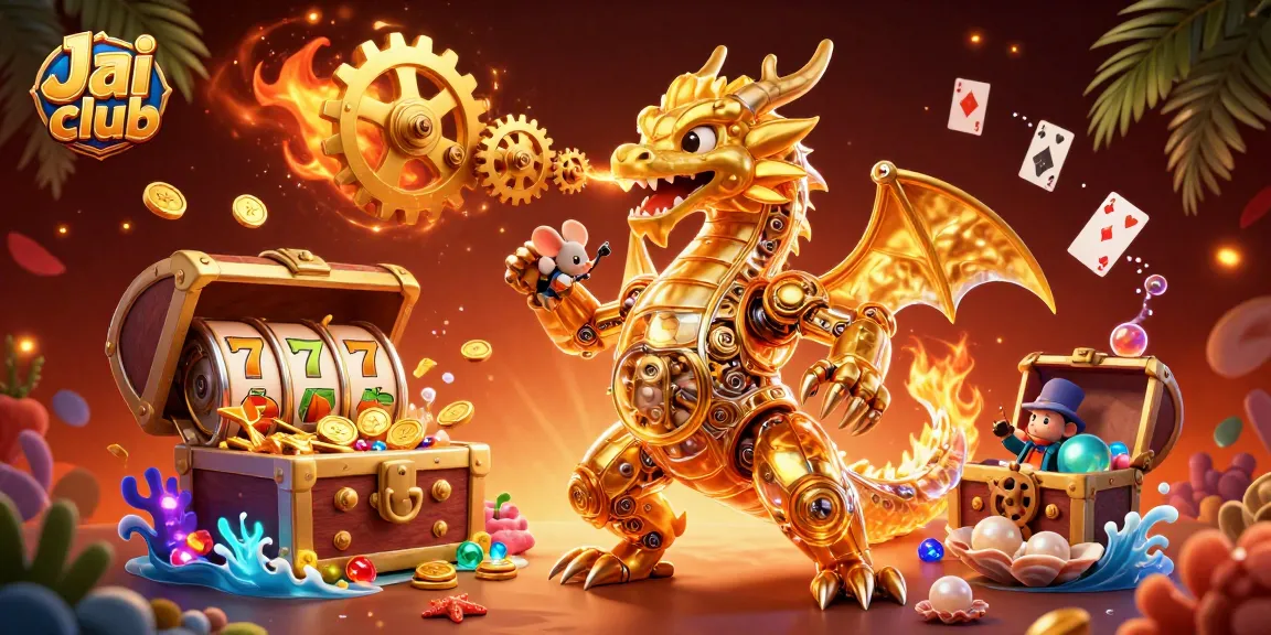 Engage with Jai club's immersive slot adventure featuring a golden dragon and treasures.