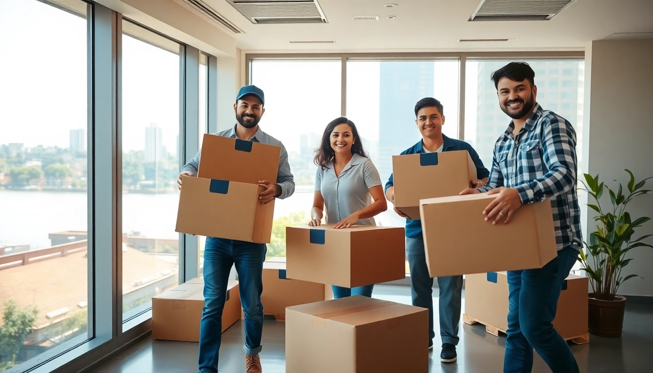 Executing WRITER RELOCATIONS IN POWAI with professional movers navigating a vibrant office environment.
