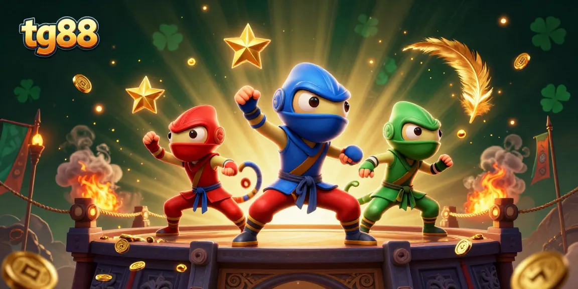 Experience thrilling action at tg88 featuring ninja chameleons in an energetic casino setting.
