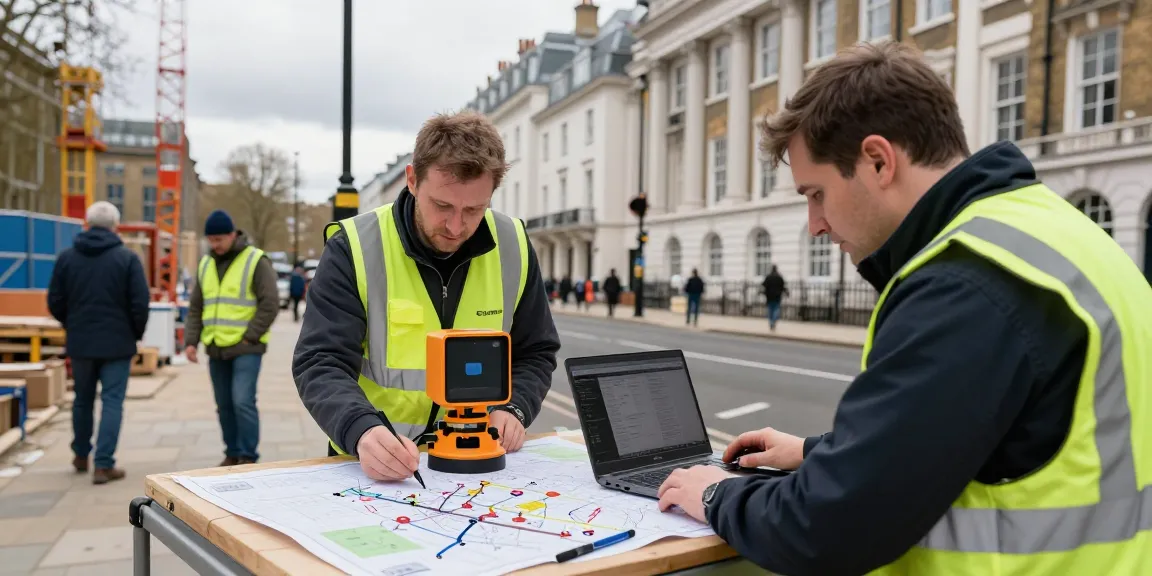 GPR Utility surveys London with a professional team using advanced Ground Penetrating Radar technology in an urban environment.