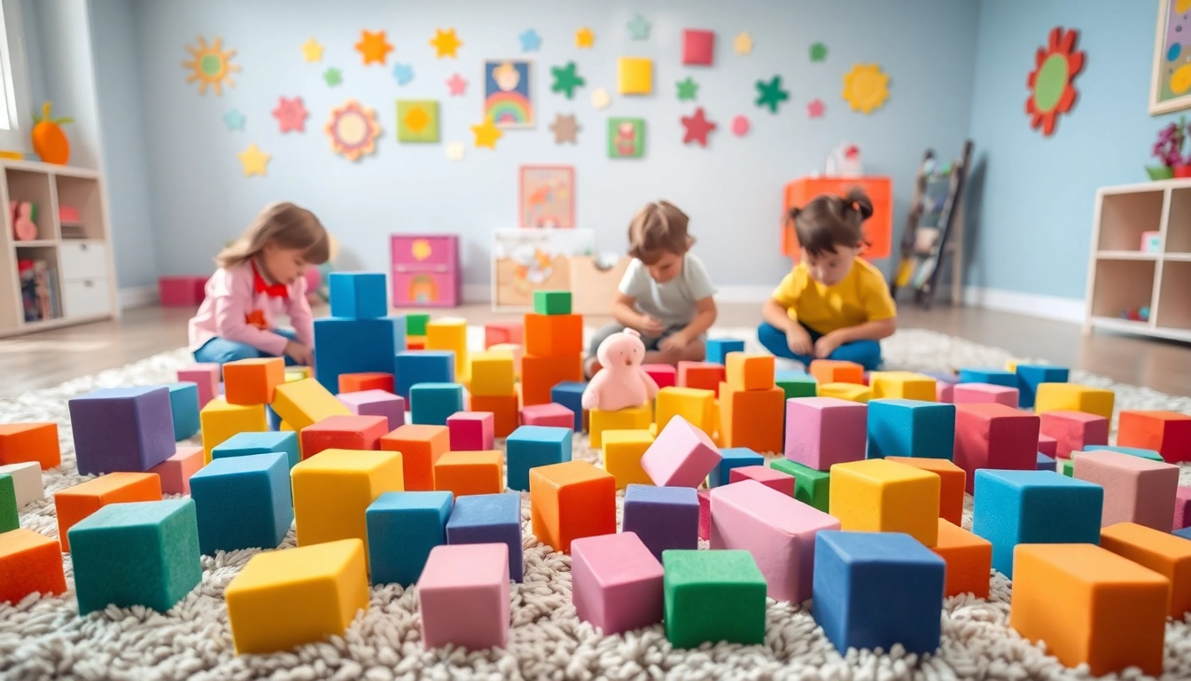 Children playing with soft foam building blocks; read more here for tips on enhancing their play experience.