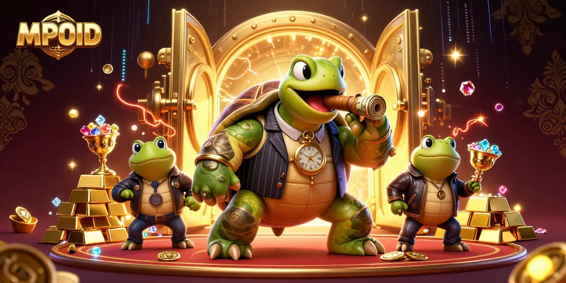 Experience the excitement of MPOID with a vibrant casino scene packed with treasures and animated characters.