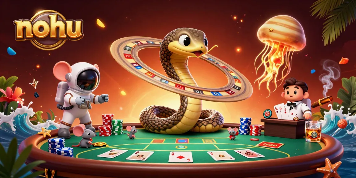 Nohu players bet on roulette rings as astronaut mice enjoy a colorful cosmic casino scene.