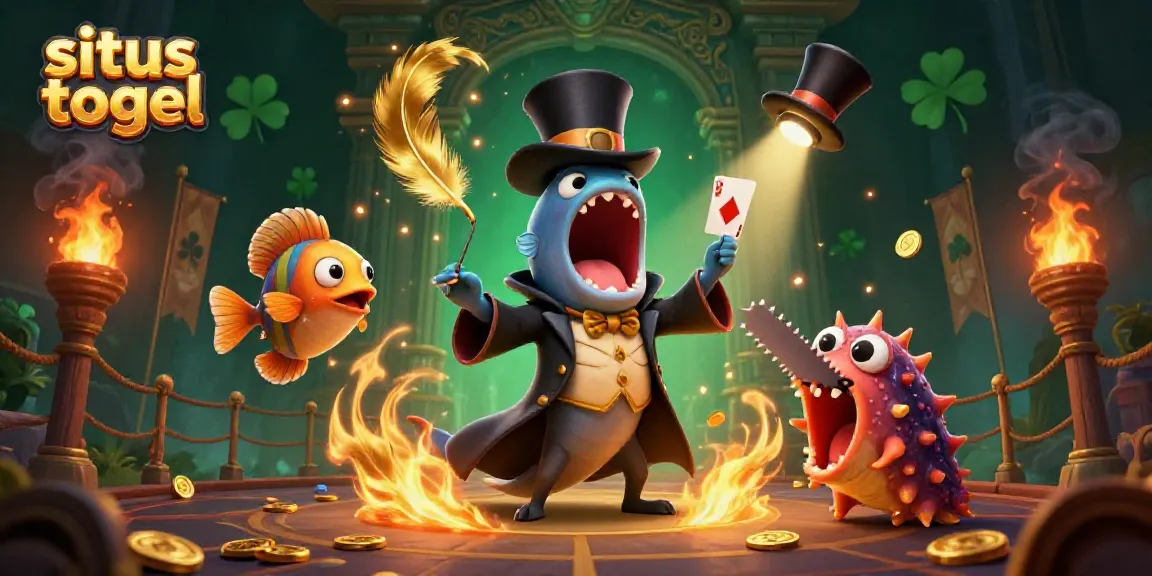 Engaging illustration of situs togel with animated sea creatures and casino elements for an exciting gambling scene.