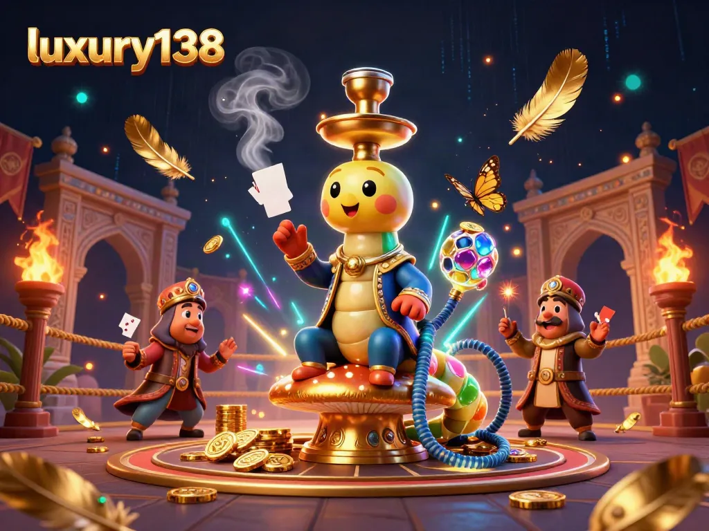 Engage in thrilling gaming at luxury138 with vibrant 3D casino elements capturing excitement.