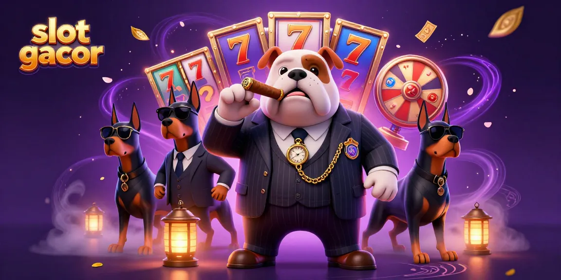 Memainkan slot gacor di kasino dengan bulldog mafia dan penjaga doberman, suasana kaya bermain